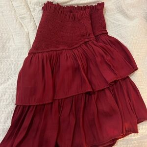 Elegant Red Tiered Skirt